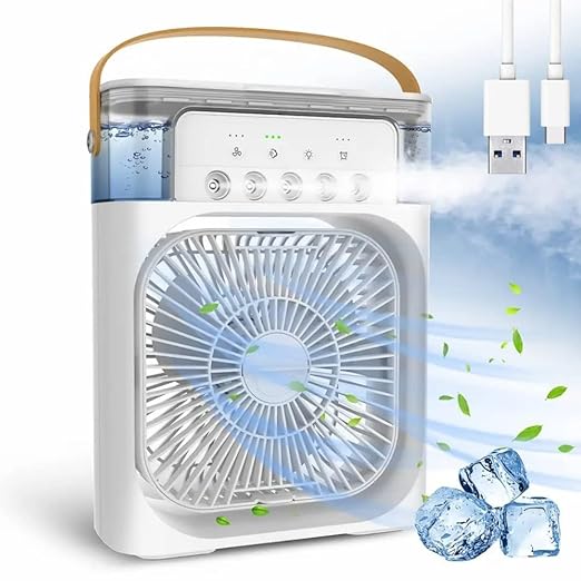 ❄️ Portable 3-in-1 Air Cooler Fan with Mist & Rechargeable Battery