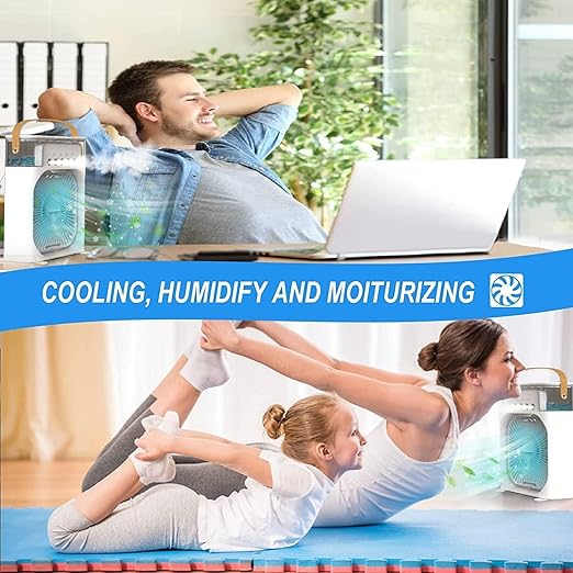 ❄️ Portable 3-in-1 Air Cooler Fan with Mist & Rechargeable Battery