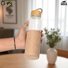 🌍 Eco Luxury Glass Water Bottle with Bamboo Lid & Grip Sleeve