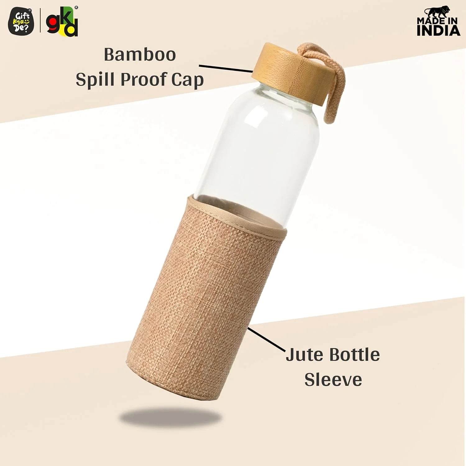 🌍 Eco Luxury Glass Water Bottle with Bamboo Lid & Grip Sleeve
