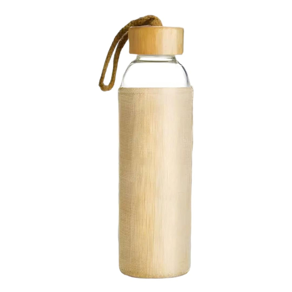 🌍 Eco Luxury Glass Water Bottle with Bamboo Lid & Grip Sleeve