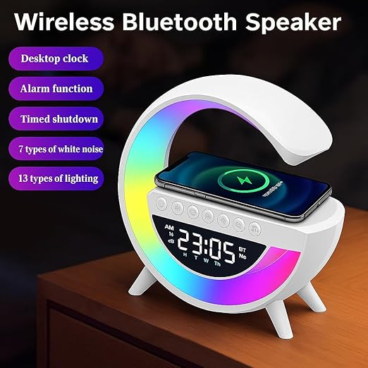 6-in-1 Smart LED Night Lamp with Wireless Charger, Speaker & Alarm Clock ⭐