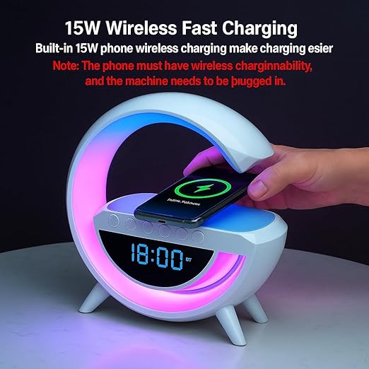 6-in-1 Smart LED Night Lamp with Wireless Charger, Speaker & Alarm Clock ⭐