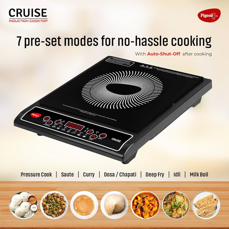 Pigeon Prime 1800W Induction Cooktop with Smart Controls & Energy Saving Technology ⭐