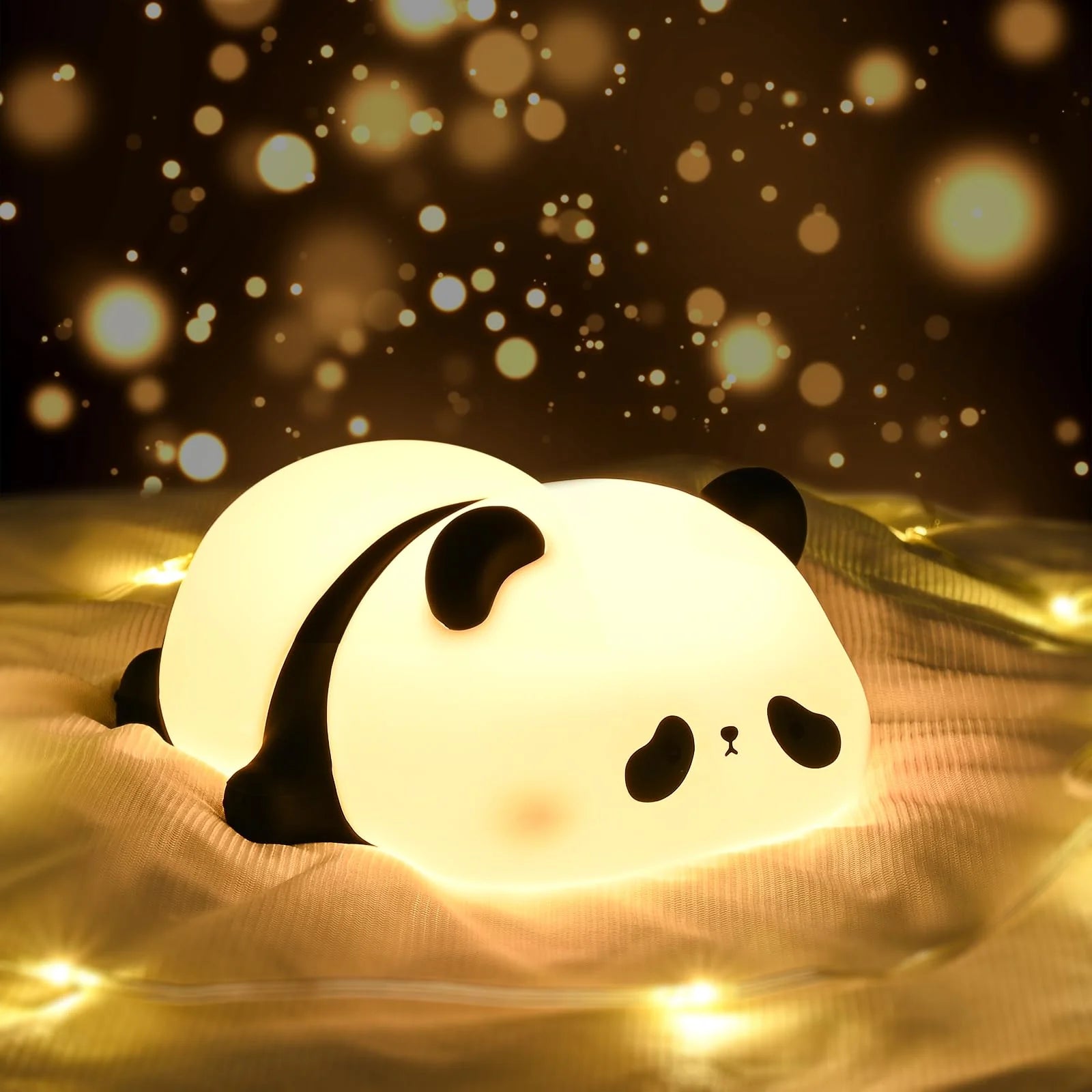 Cute silicon Panda LED Night Lamp with Tap Control & 7 Color Changing Light – USB Rechargeable ⭐