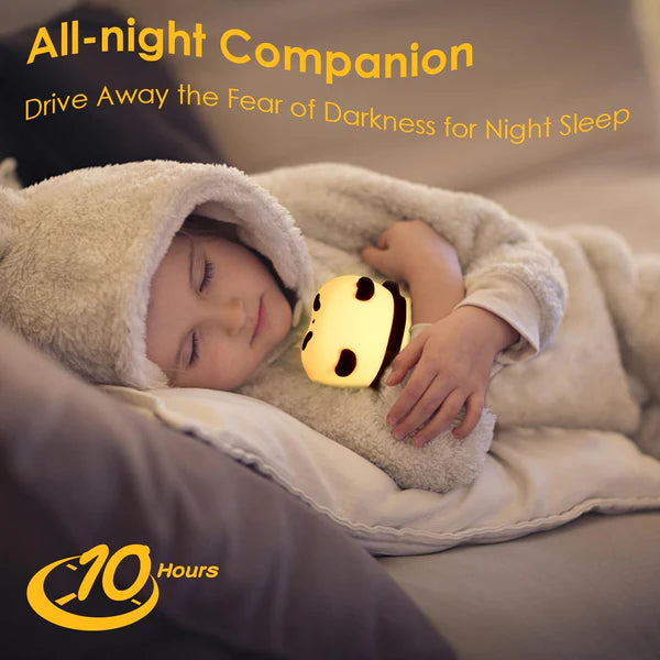 Cute silicon Panda LED Night Lamp with Tap Control & 7 Color Changing Light – USB Rechargeable ⭐